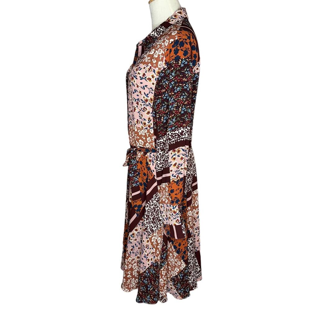 Nanette Lepore Floral Boho Patchwork Cottage Core Long Sleeve Midi Dress 10 - Picture 6 of 9